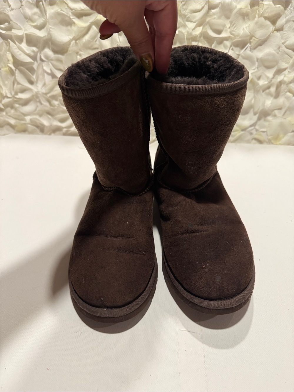 UGG Brown Suede Mid-Calf Fleece-Lined Boots